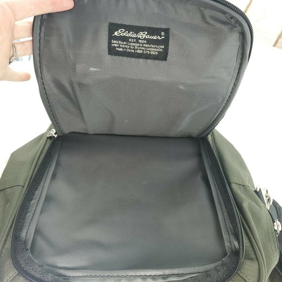 Eddie Bauer Mens Olive Green Black Retro Nylon Detachable Strap Convertible Bag - Picture 6 of 15